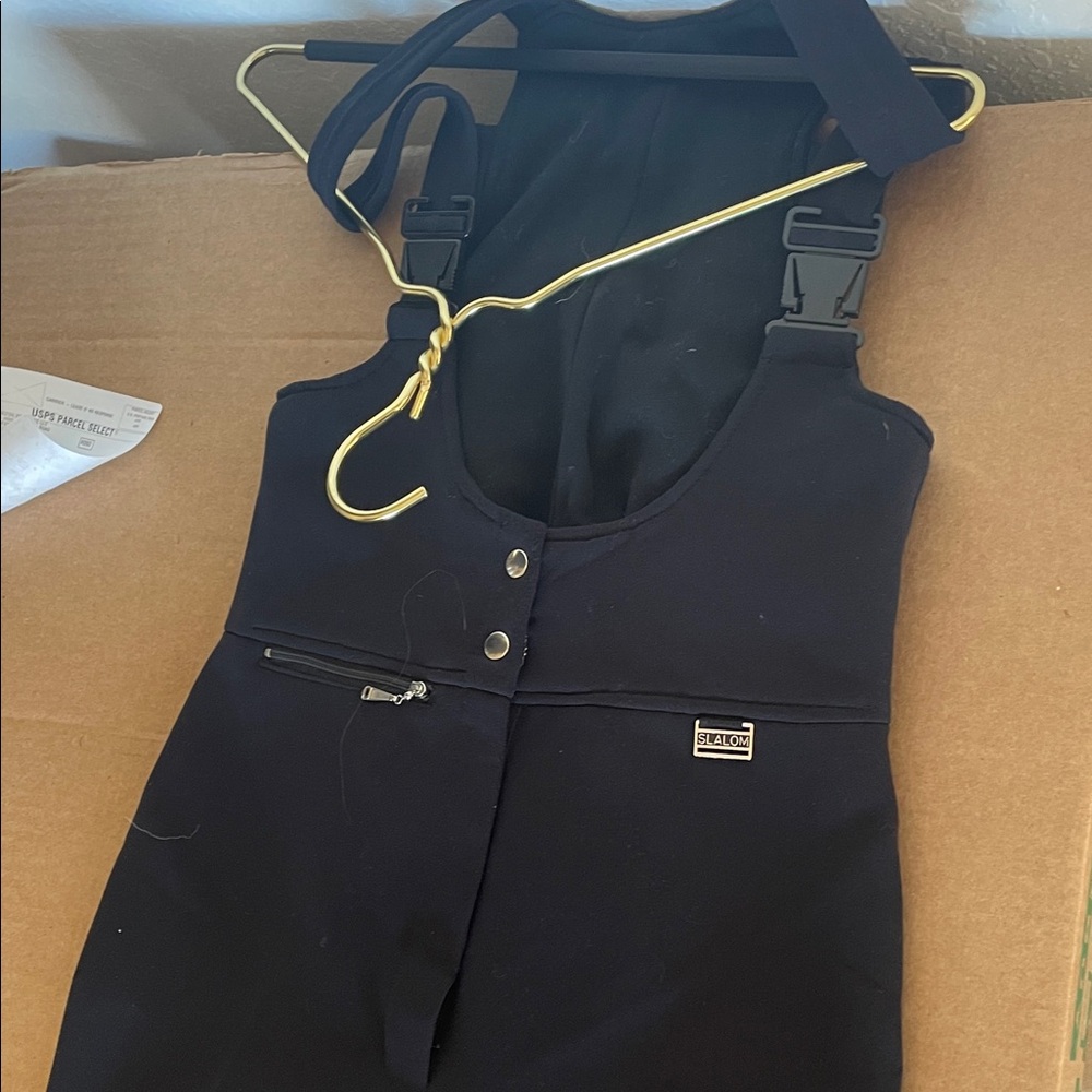Black Ski Overalls with Adjustable Straps 53% wool WARM winter insulated pants s - Picture 5 of 16